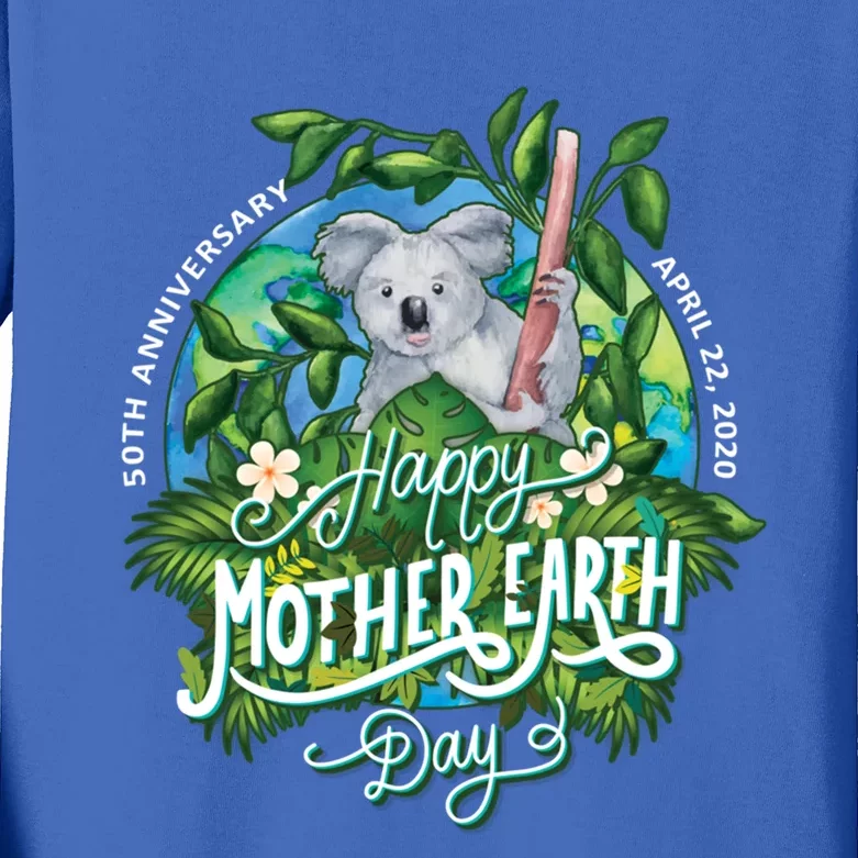 Earth Day 50th Anniversary Koala Bear Save The Planet Funny Gift Kids Long Sleeve Shirt