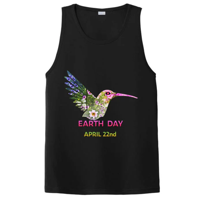 Earth Day 50th Anniversary Hummingbird Silhouette Performance Tank