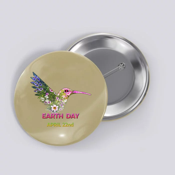 Earth Day 50th Anniversary Hummingbird Silhouette Button