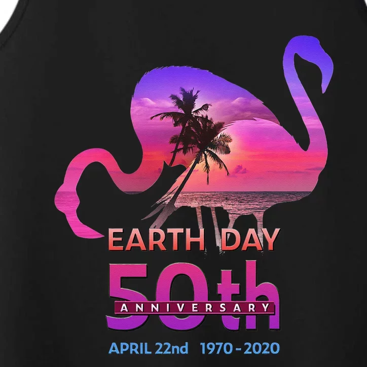 Earth Day 50th Anniversary Pink Flamingos Performance Tank