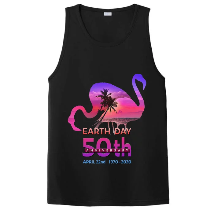 Earth Day 50th Anniversary Pink Flamingos Performance Tank