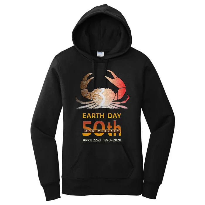 Earth Day 50th Anniversary Beach Crab Surf Sand Silhouette Women's Pullover Hoodie