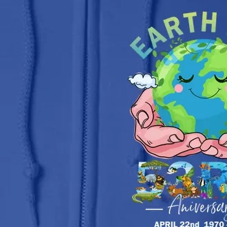 Earth Day 53rd Anniversary Hand Earth Global Save Our Planet Cool Gift Full Zip Hoodie