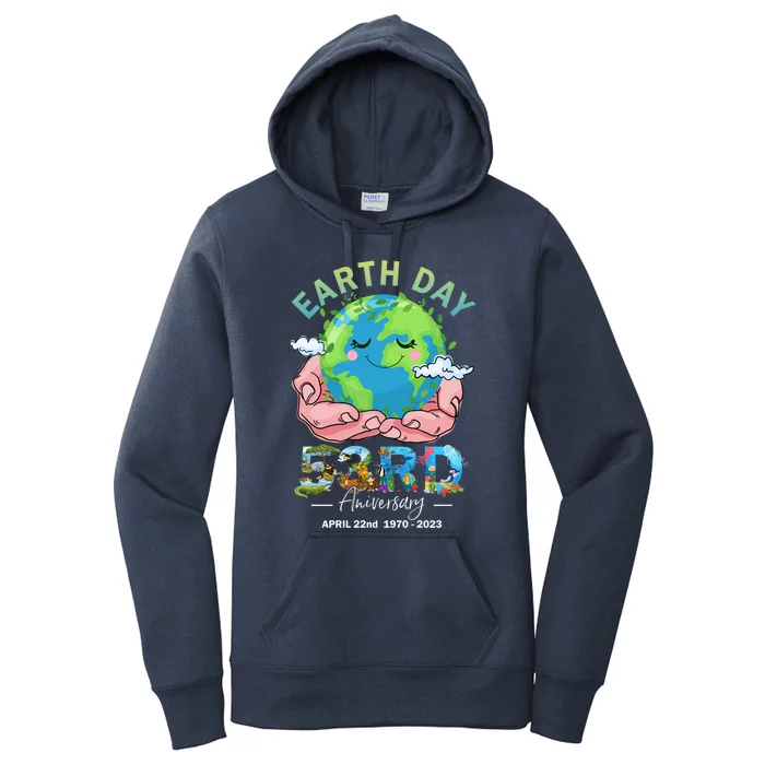 Earth Day 53rd Anniversary Hand Earth Global Save Our Planet Cool Gift Women's Pullover Hoodie