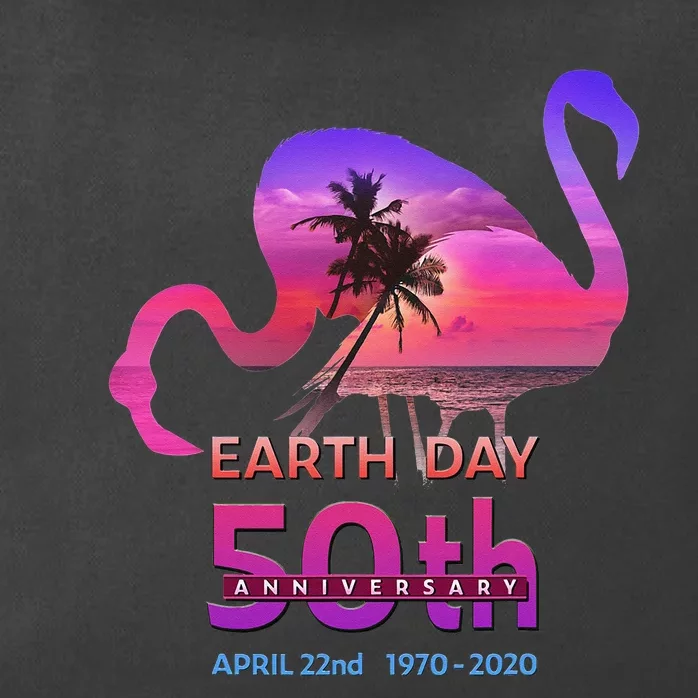 Earth Day 50th Anniversary Pink Flamingos Sunset Silhouette Zip Tote Bag