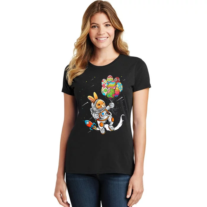 Easter Day Astronaut Bunny Rabbit Planet Egg Women's T-Shirt