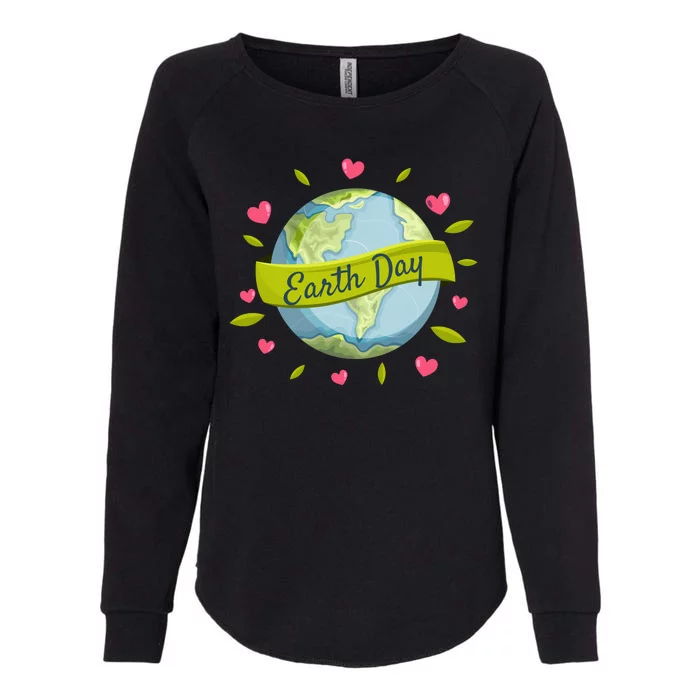 Earth Day Awareness Cute Heart Womens California Wash Sweatshirt