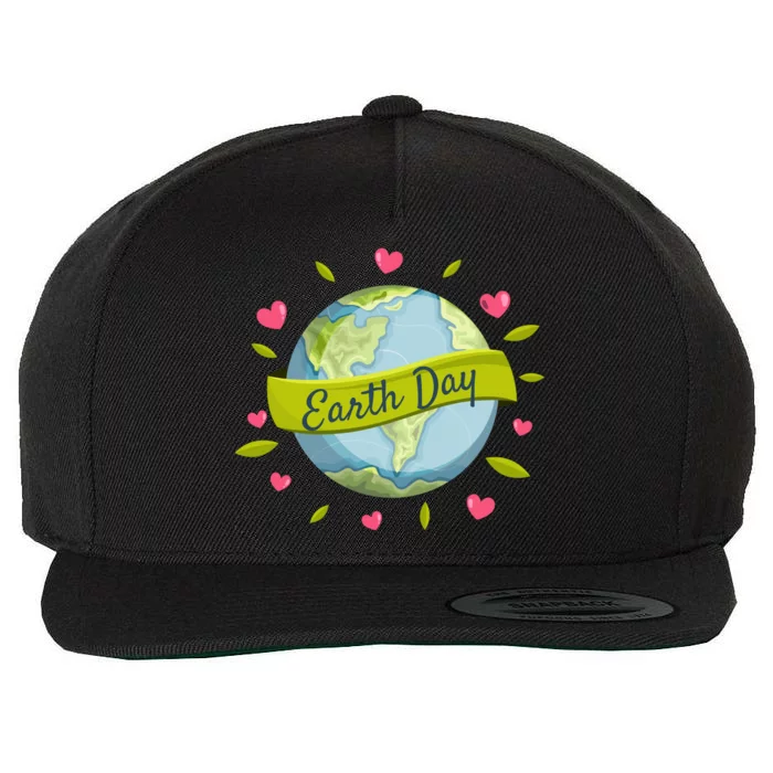 Earth Day Awareness Cute Heart Wool Snapback Cap