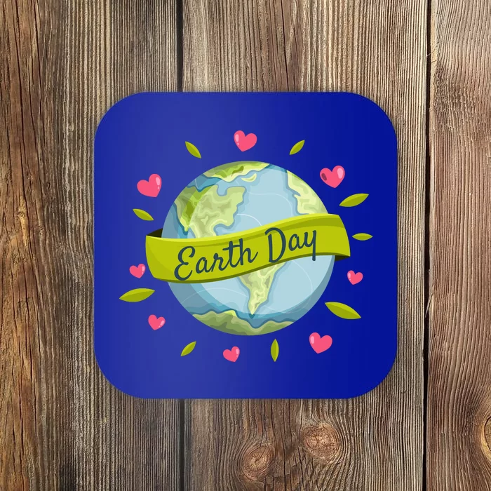 Earth Day Awareness Cute Heart Coaster