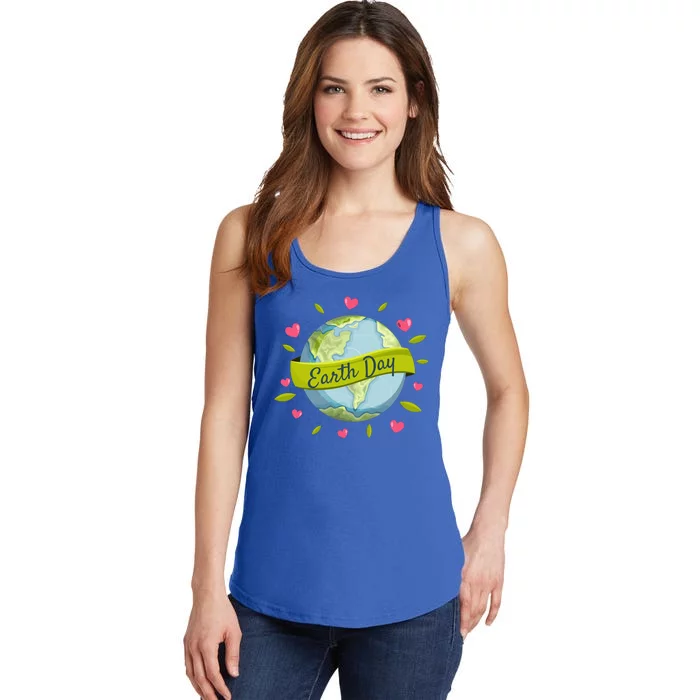 Earth Day Awareness Cute Heart Ladies Essential Tank