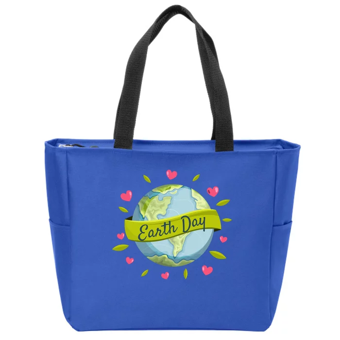 Earth Day Awareness Cute Heart Zip Tote Bag