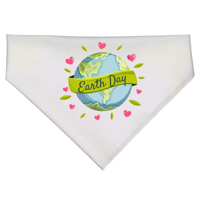 Earth Day Awareness Cute Heart USA-Made Doggie Bandana