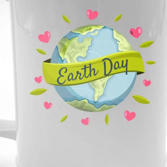 Earth Day Awareness Cute Heart Front & Back Beer Stein