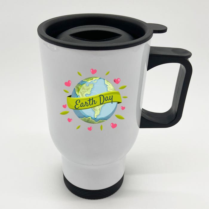 Earth Day Awareness Cute Heart Front & Back Stainless Steel Travel Mug