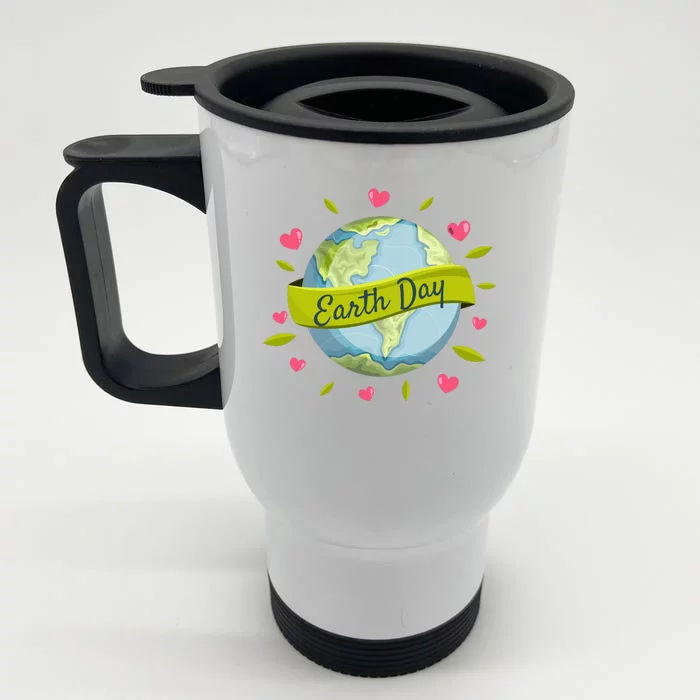 Earth Day Awareness Cute Heart Front & Back Stainless Steel Travel Mug