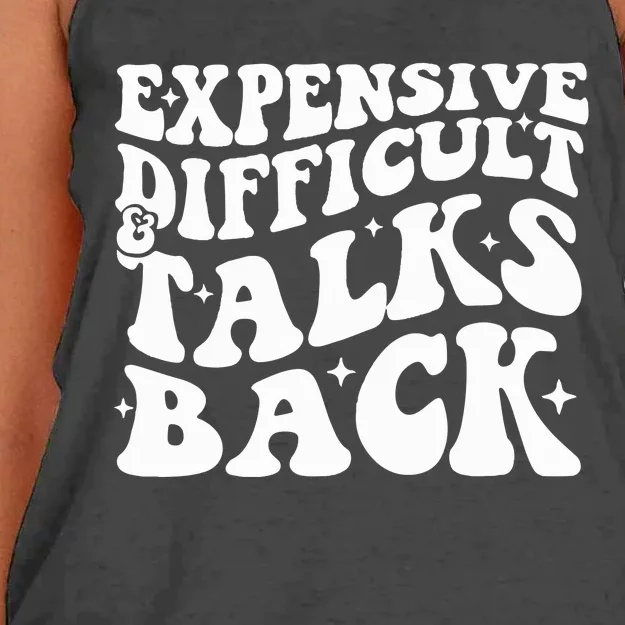 Expensive Difficult And Talks Back Funny Women's Knotted Racerback Tank