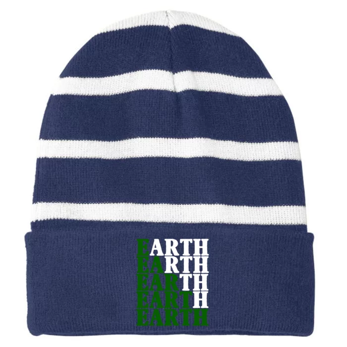 Earth Day Awareness Striped Beanie with Solid Band