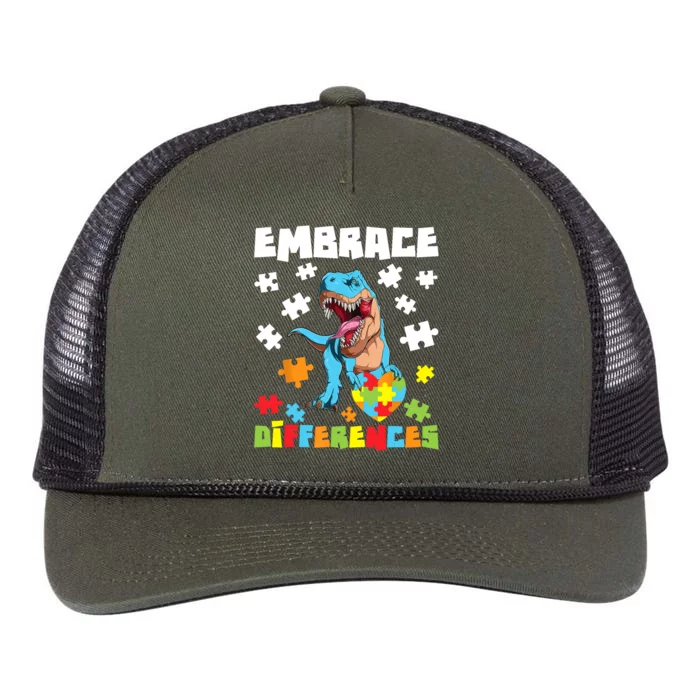 Embrace Differences Autistic Puzzle Autism Awareness Retro Rope Trucker Hat Cap