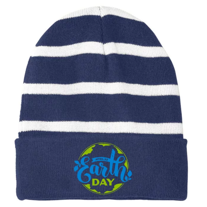 Earth Day April 22nd Awareness Striped Beanie with Solid Band