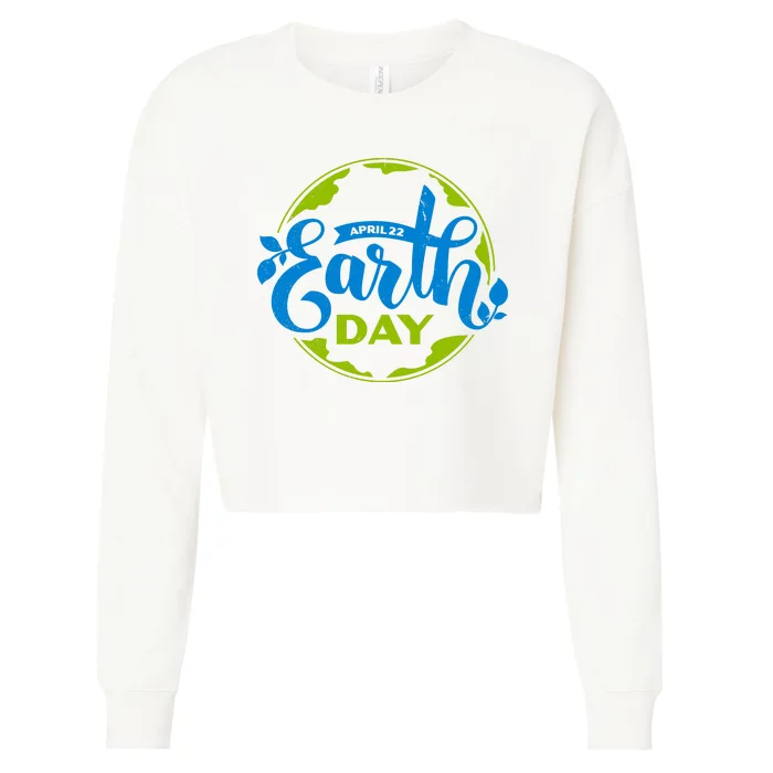 Earth Day April 22nd Awareness Cropped Pullover Crew