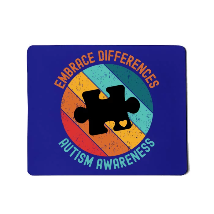 Embrace Differences Autism Awareness Vintage Puzzle Piece Meaningful Gift Mousepad