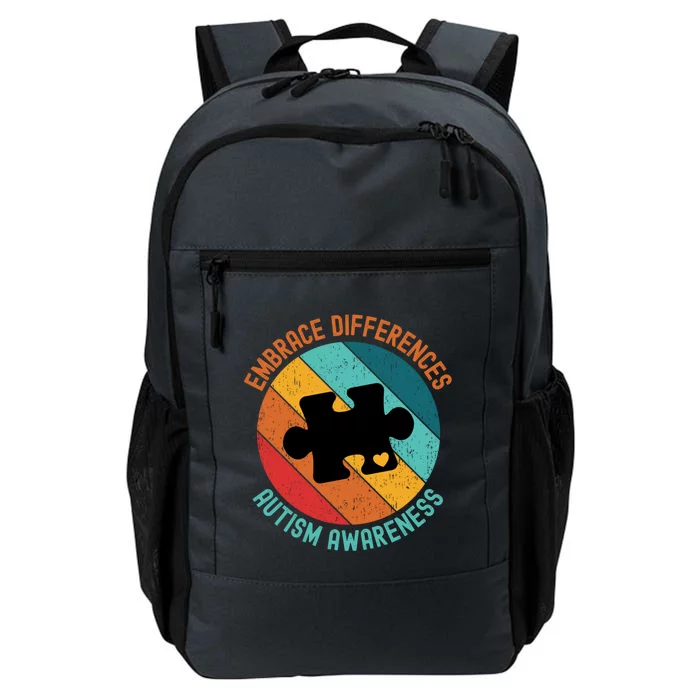 Embrace Differences Autism Awareness Vintage Puzzle Piece Meaningful Gift Daily Commute Backpack