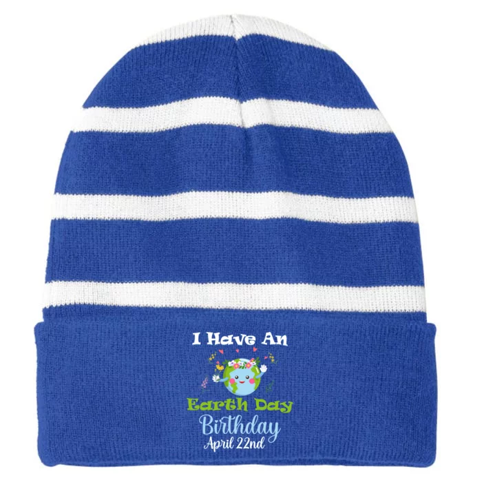 Earth Day April 22nd Green Birthday Gift Striped Beanie with Solid Band