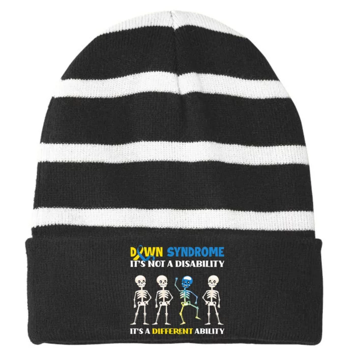 Embracing Different Abilities Down Syndrome Awareness Striped Beanie with Solid Band