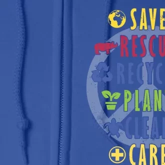 Earth Day Awareness Save Rescue Recycle Plant Clean Care Gift Full Zip Hoodie