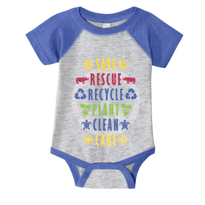 Earth Day Awareness Save Rescue Recycle Plant Clean Care Great Gift Infant Baby Jersey Bodysuit