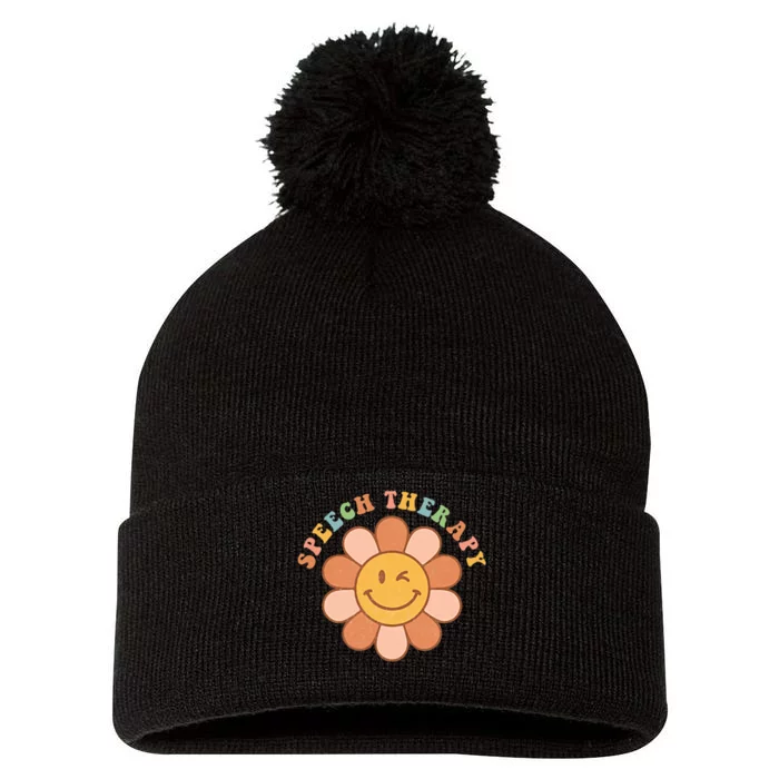 Everyone Deserves A Voice Speech Therapy Love Flowers Retro Pom Pom 12in Knit Beanie