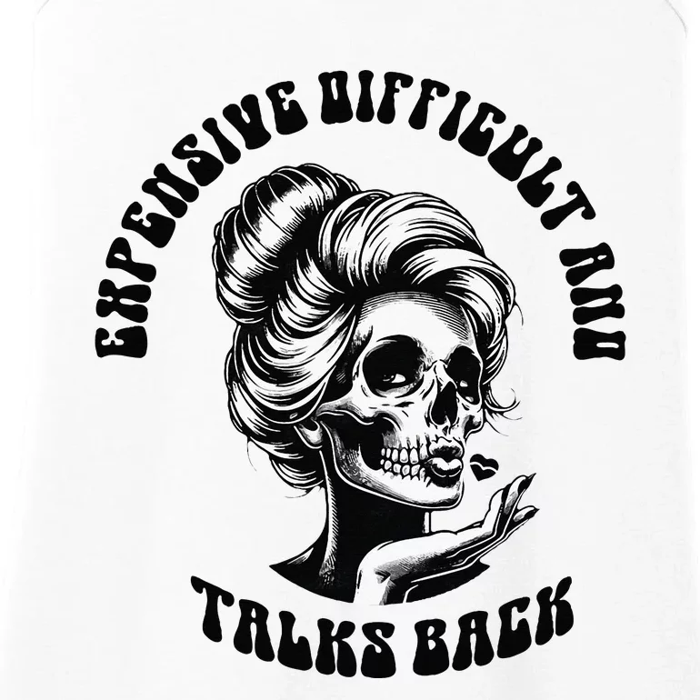 Expensive Difficult And Talks Back Messy Bun Ladies Essential Tank