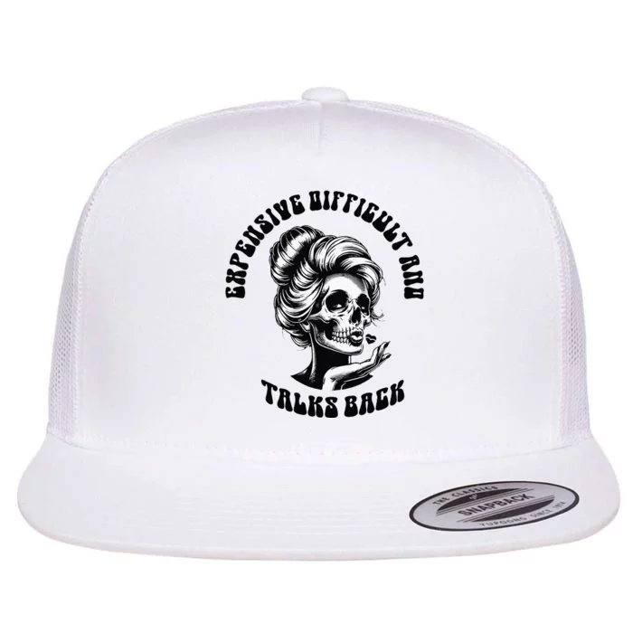 Expensive Difficult And Talks Back Messy Bun Flat Bill Trucker Hat