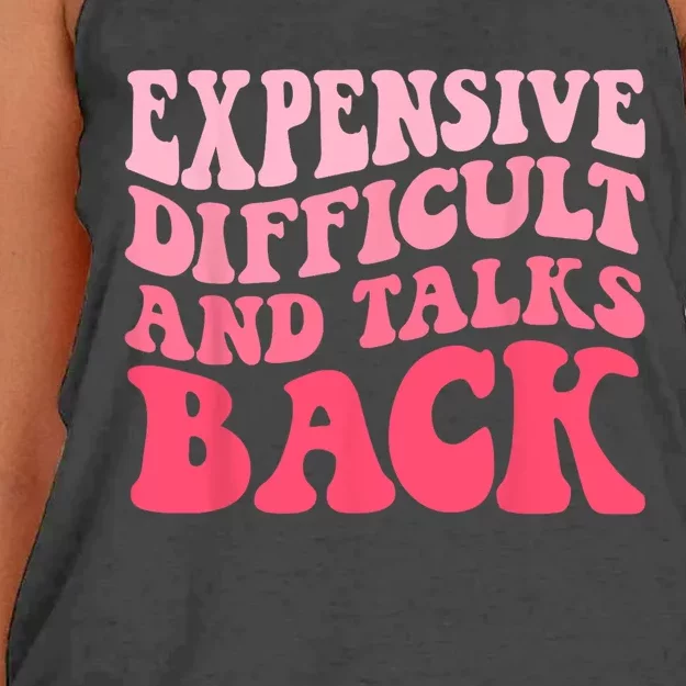 Expensive Difficult And Talks Back Mothers Day Mom Life Women's Knotted Racerback Tank