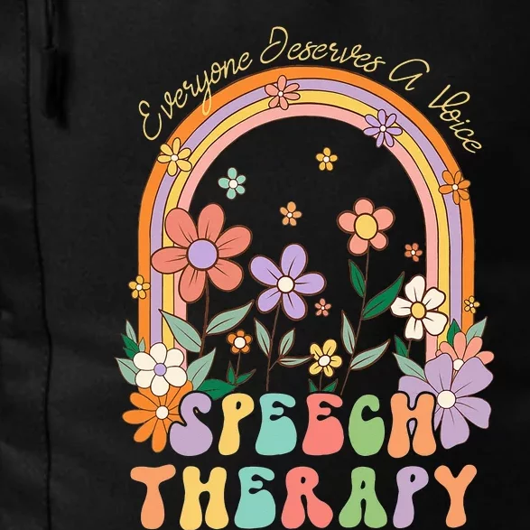 Everyone Deserves A Voice Speech Therapy Rainbow Flowers 70s Daily Commute Backpack