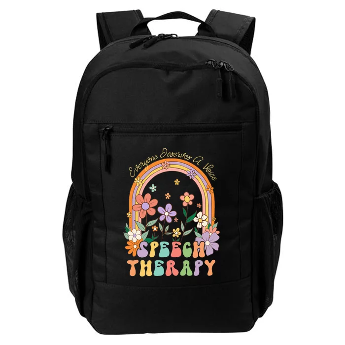 Everyone Deserves A Voice Speech Therapy Rainbow Flowers 70s Daily Commute Backpack