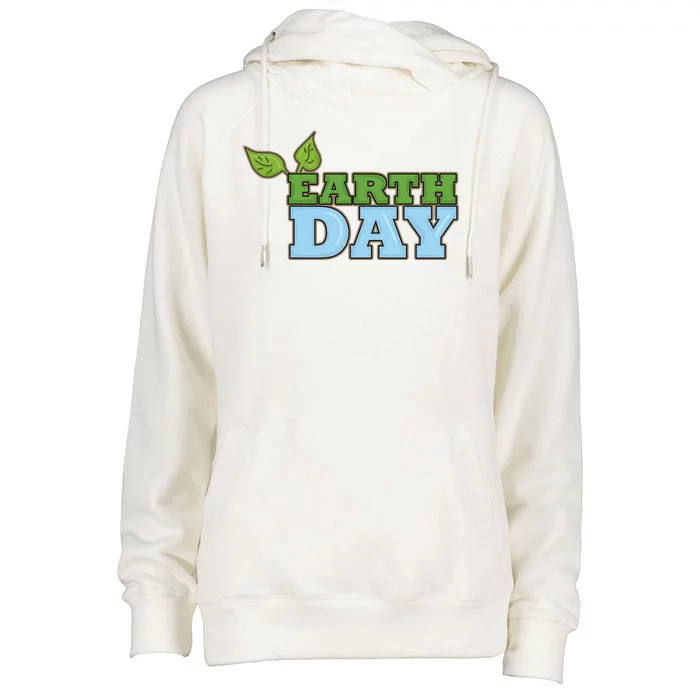 Earth Day Awareness Logo Womens Funnel Neck Pullover Hood