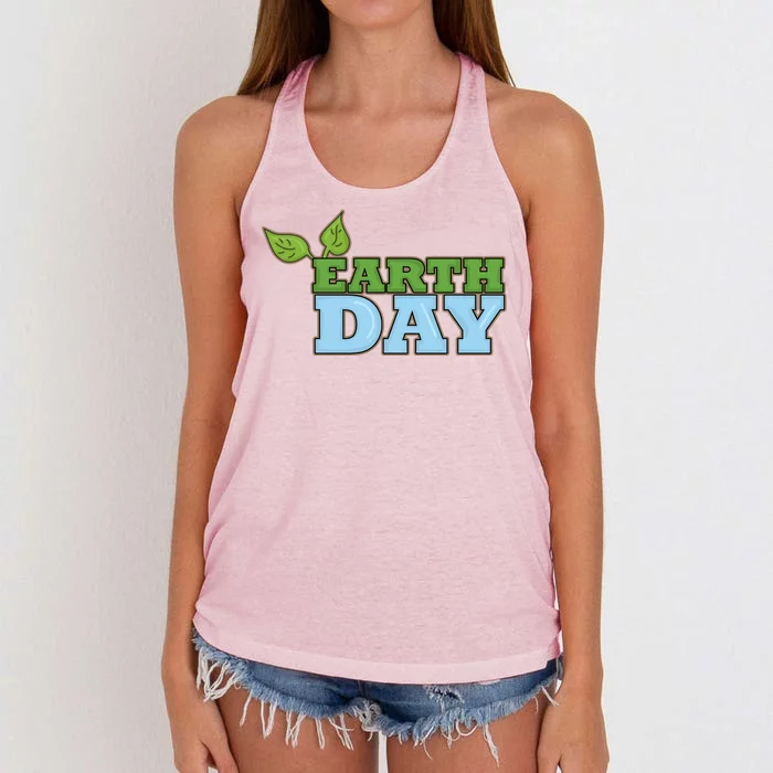 Earth Day Awareness Logo Women's Knotted Racerback Tank