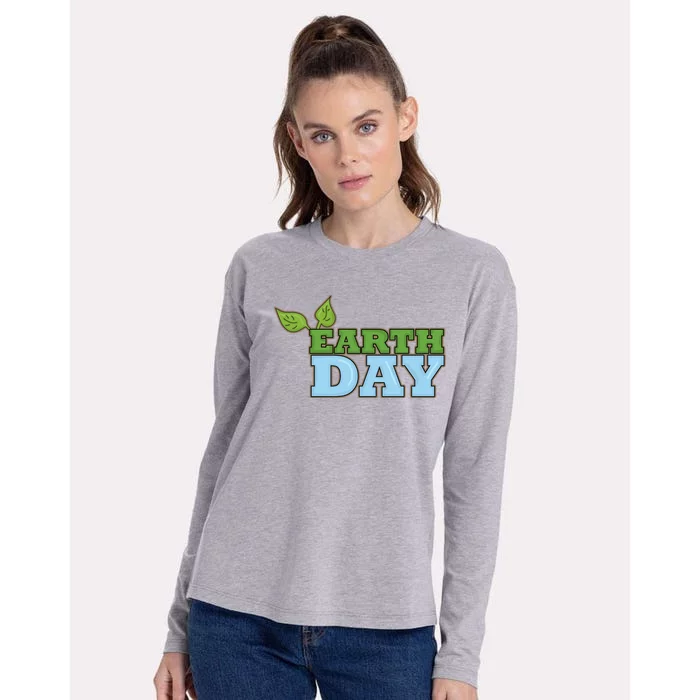 Earth Day Awareness Logo Womens Cotton Relaxed Long Sleeve T-Shirt