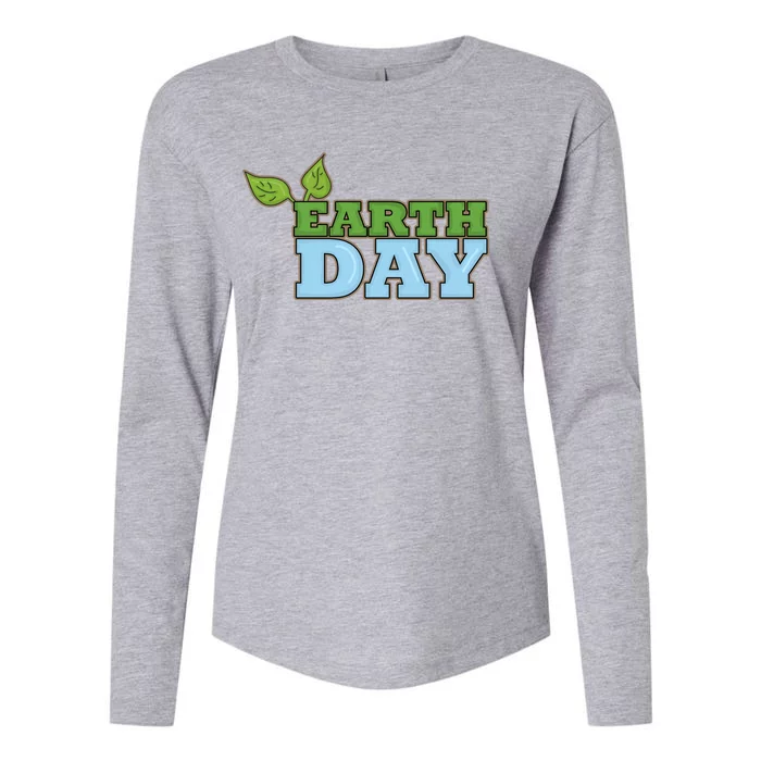 Earth Day Awareness Logo Womens Cotton Relaxed Long Sleeve T-Shirt