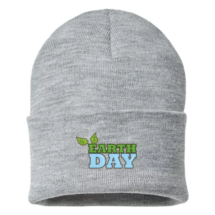 Earth Day Awareness Logo Sustainable Knit Beanie