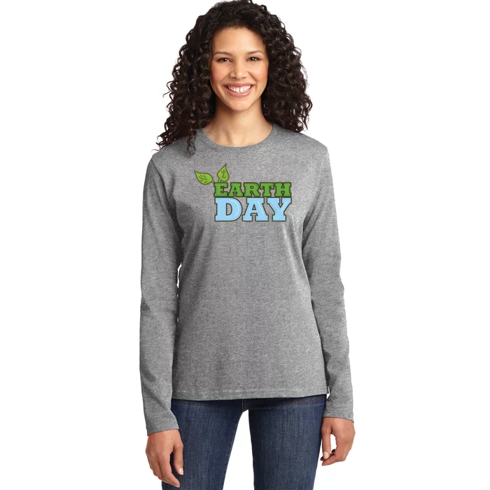 Earth Day Awareness Logo Ladies Long Sleeve Shirt