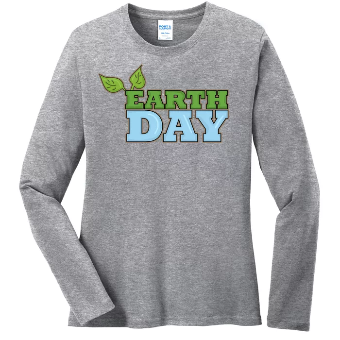 Earth Day Awareness Logo Ladies Long Sleeve Shirt