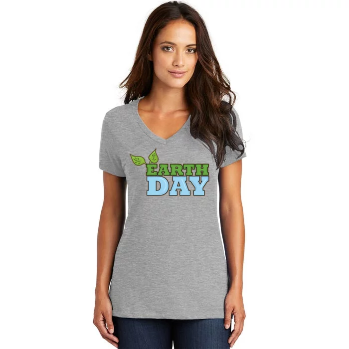 Earth Day Awareness Logo Women's V-Neck T-Shirt