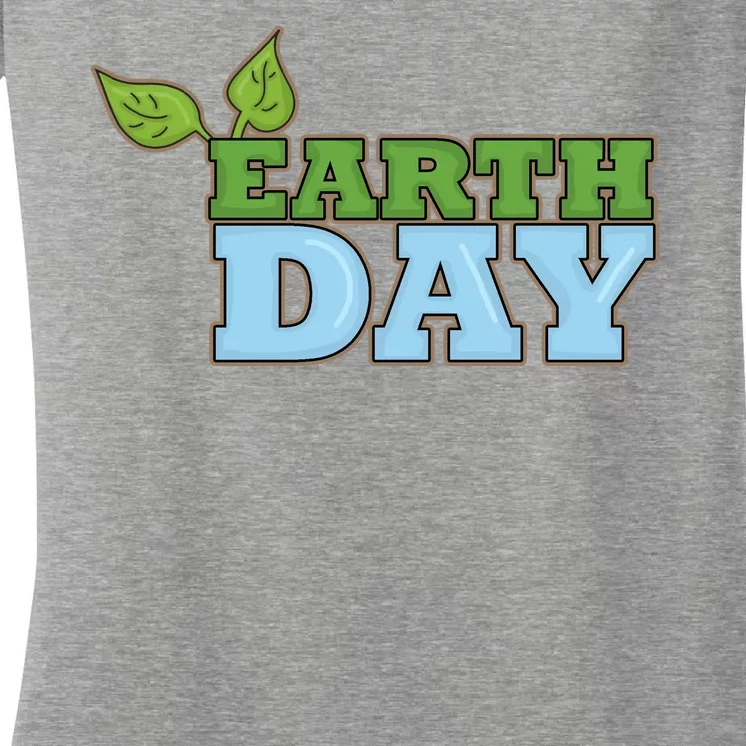 Earth Day Awareness Logo Women's V-Neck T-Shirt