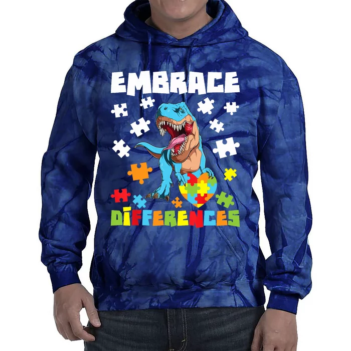 Embrace Differences Autistic Puzzle Autism Awareness Tie Dye Hoodie