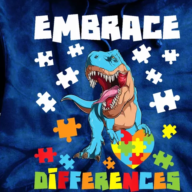 Embrace Differences Autistic Puzzle Autism Awareness Tie Dye Hoodie