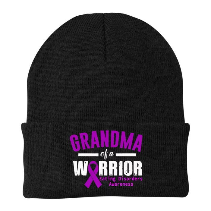 Eating Disorders Awareness Grandma Support Purple Ribbon Knit Cap Winter Beanie