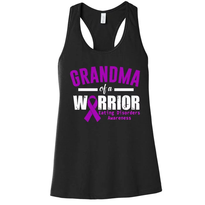 Eating Disorders Awareness Grandma Support Purple Ribbon Women's Racerback Tank