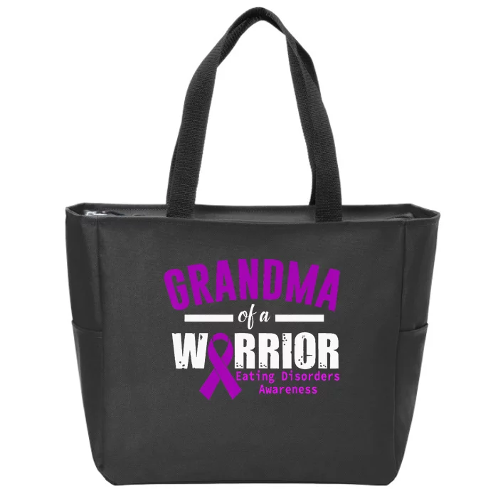 Eating Disorders Awareness Grandma Support Purple Ribbon Zip Tote Bag